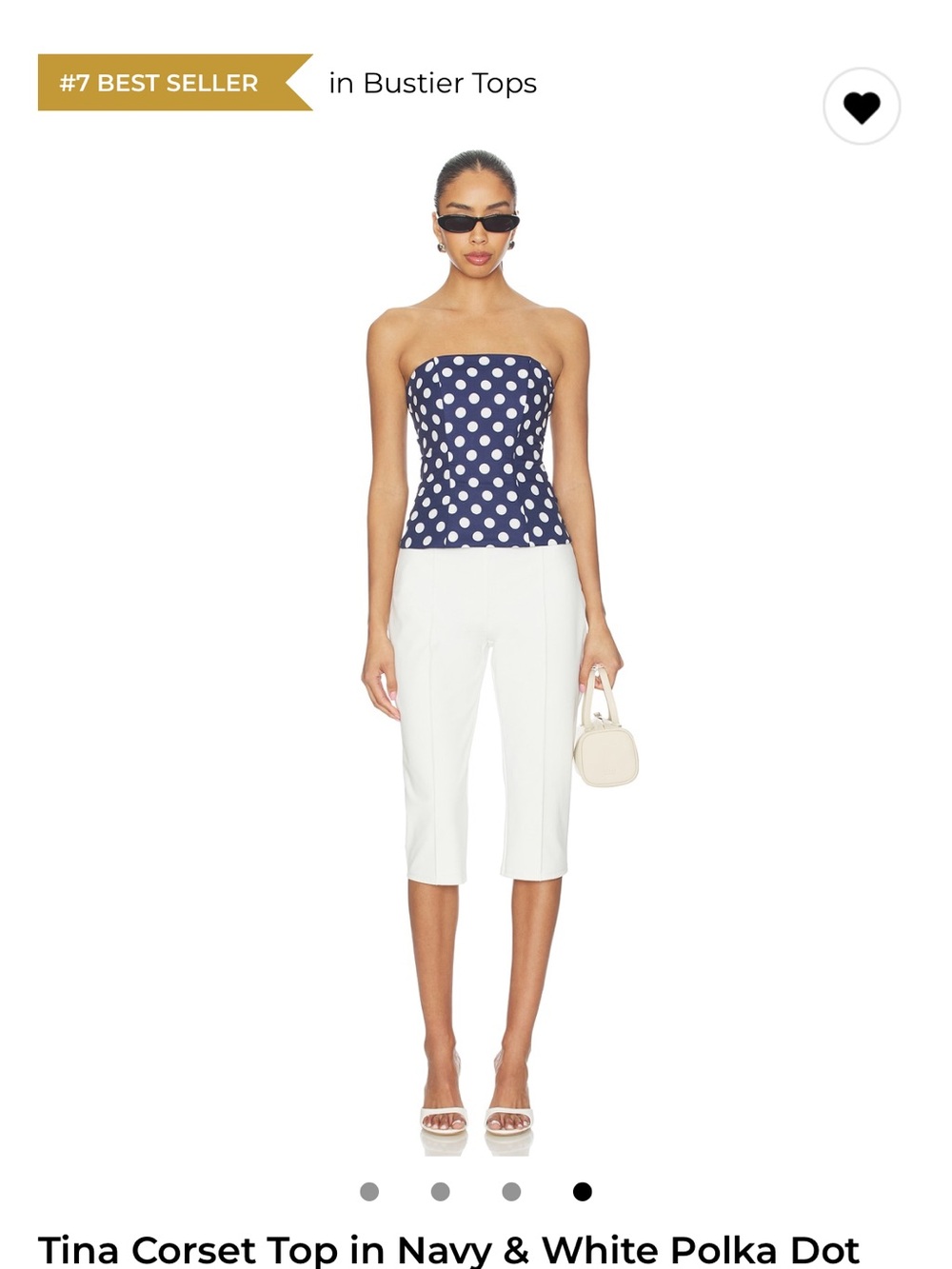 NWT Navy & White Polka Dot Strapless Corset Top